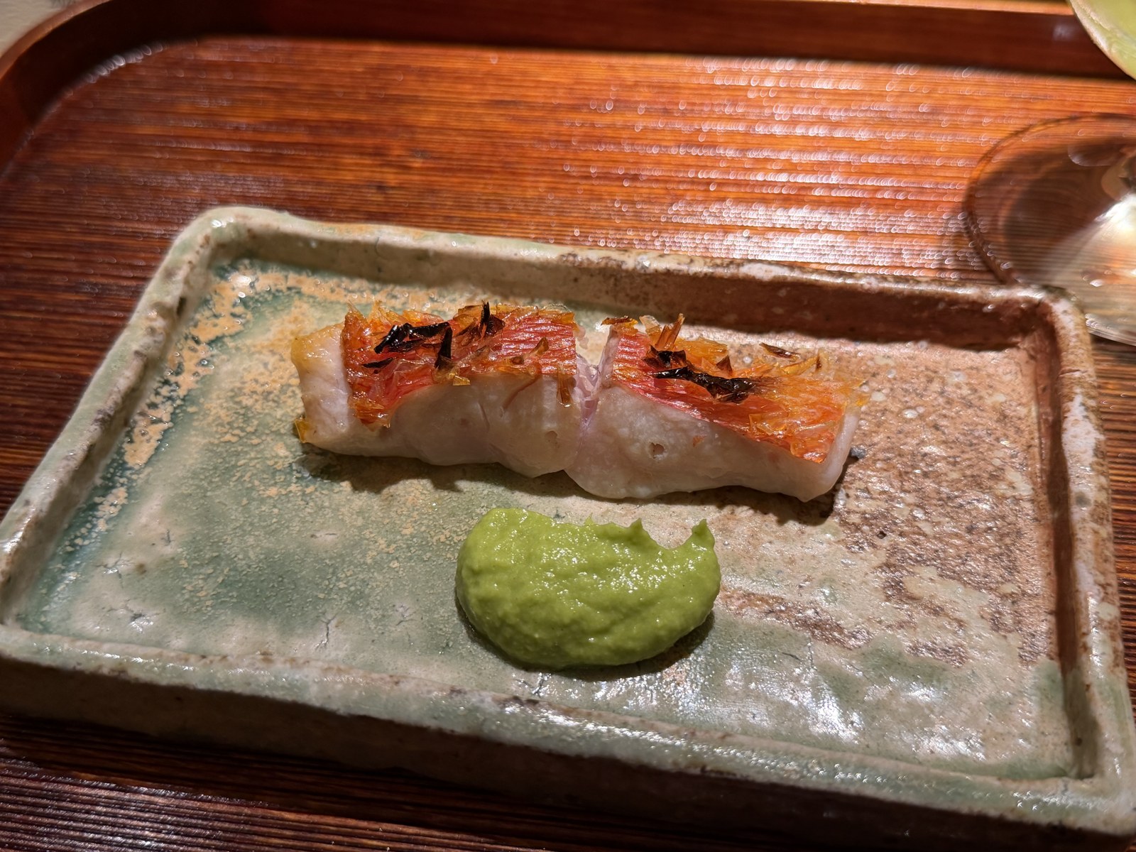 銀座 有涯｜金目鯛の鱗焼きとねぎ胡椒